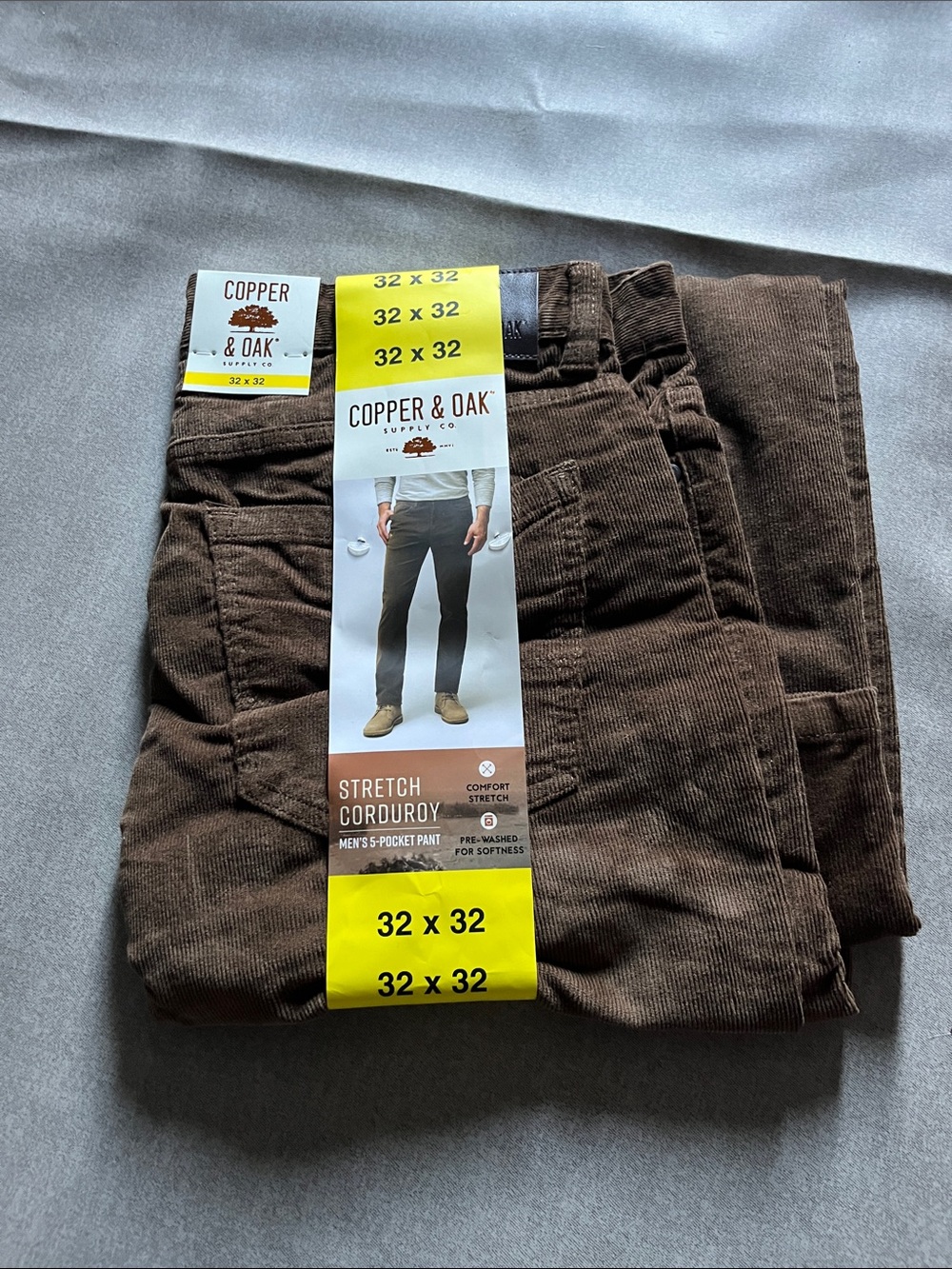 Copper & Oak Men's Stretch Corduroy Pants in Brown